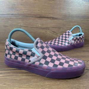 Vans Translucent Rubber over Canvas Slip On Checkered Sneakers W 7.5 Pink/Purple